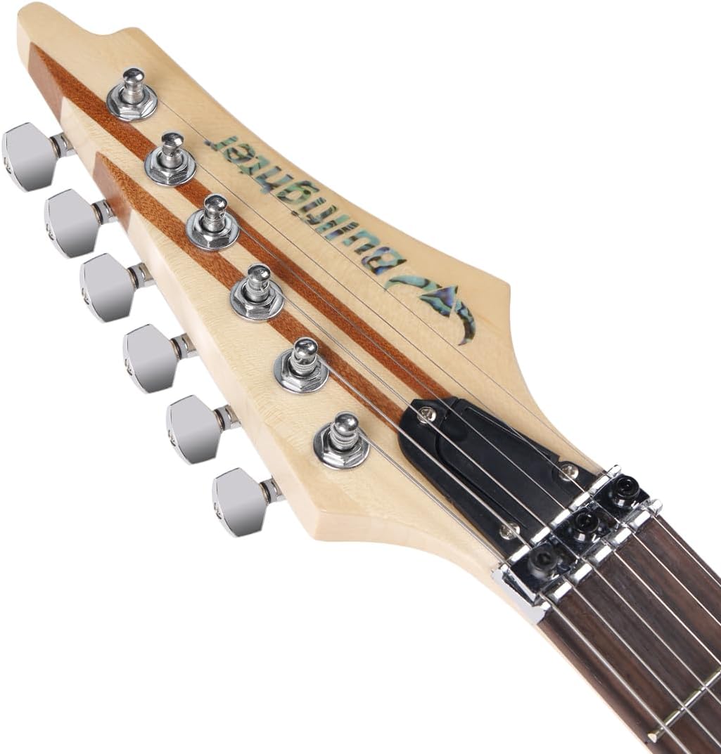 Bullfighter Electric Guitar Kit 39 Inch Full Size, Elm Thru Body Neck, 6 Extra String, Picks, Gig Bag, Shoulder Strap, Cable D300 (wood)