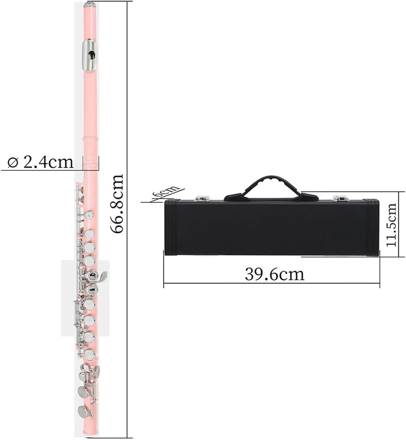Pink 16 Holes Flute With E Key Woodwind Instrument Closed Hole C Tone Nickel Silver Key Cupronickel Tube With Music Case