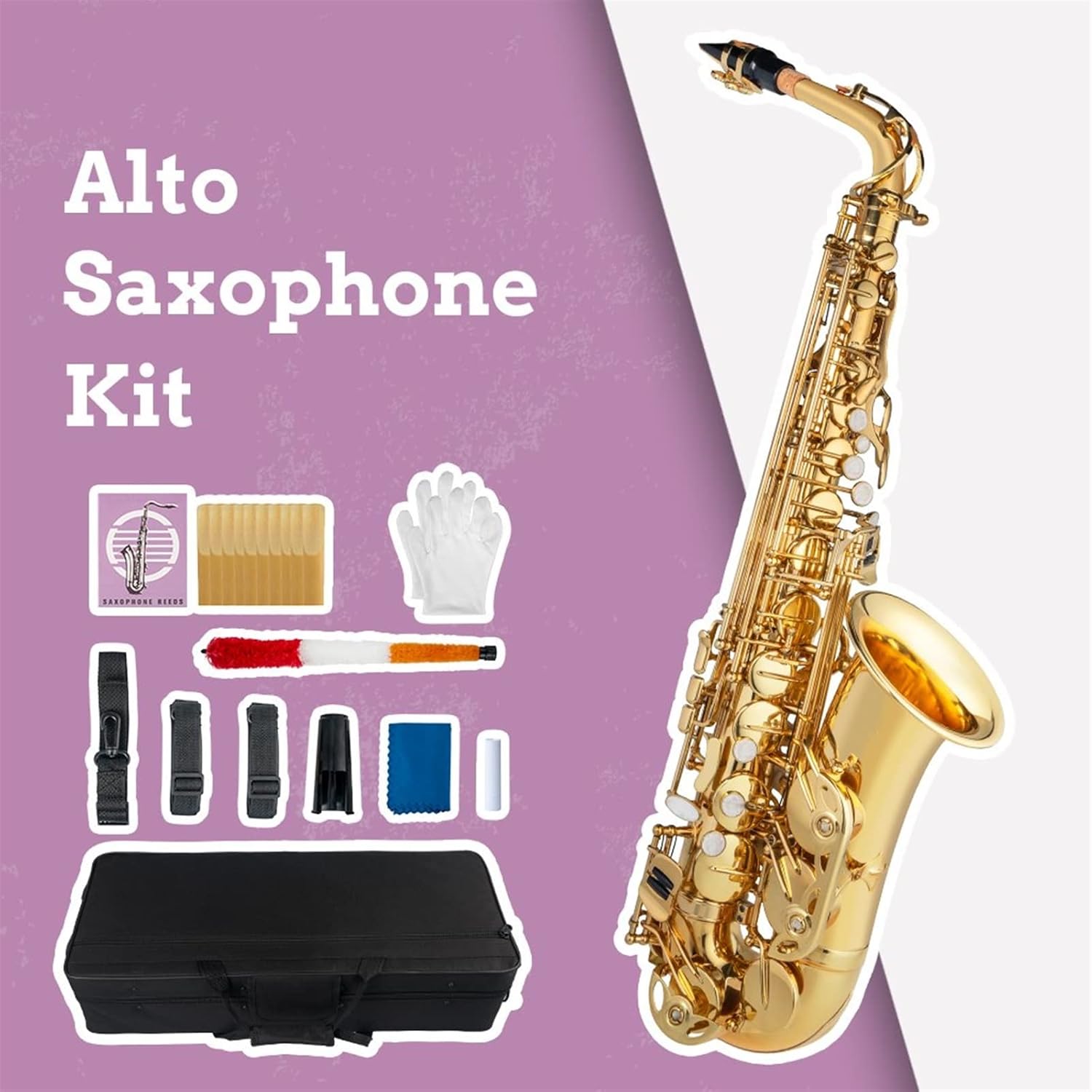 Professional Saxophone EB Alto Saxophone Brass Gold Lacquered E Flat Sax 802 F Key Woodwind Instrument