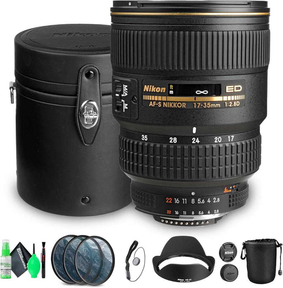 Nikon NIKKOR AF-S Wide-Angle Zoom 17-35mm f/2.8D IF-ED Lens | Pro Optics & Silent Autofocus (1960) + Lens Filter Kit + Cleaning Kit + Lens Pouch + Cap Keeper