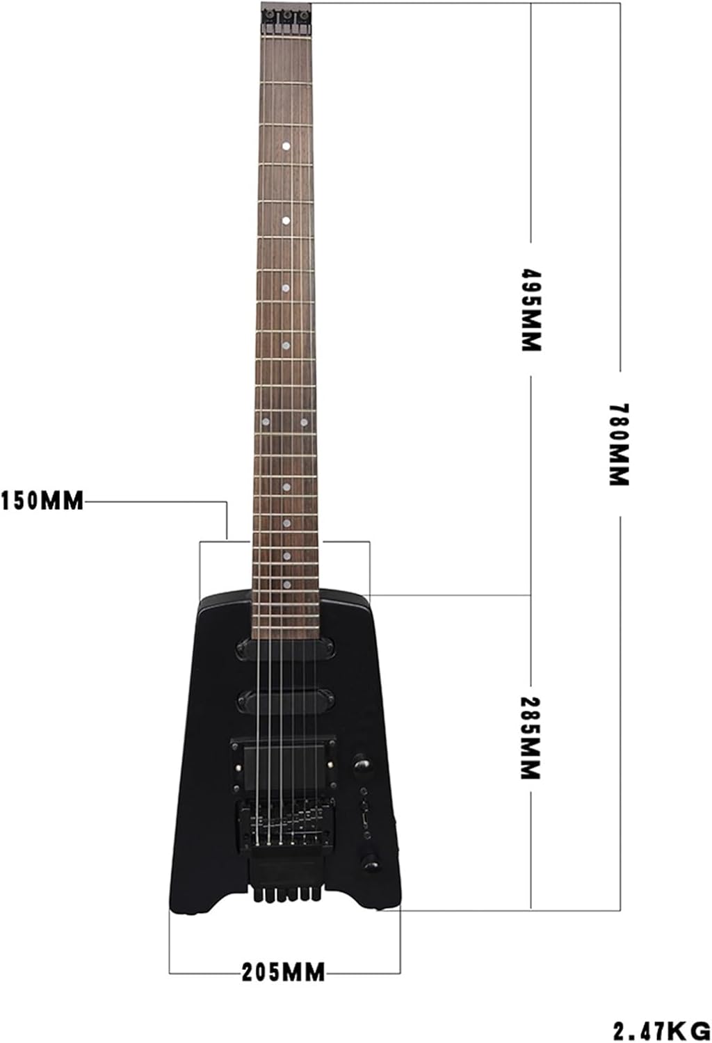 Matte Headless 6 String Electric Guitar Basswood Body Portable Metal Music Travel Musical Instrument Professional Headless Guitar (Color : 01)