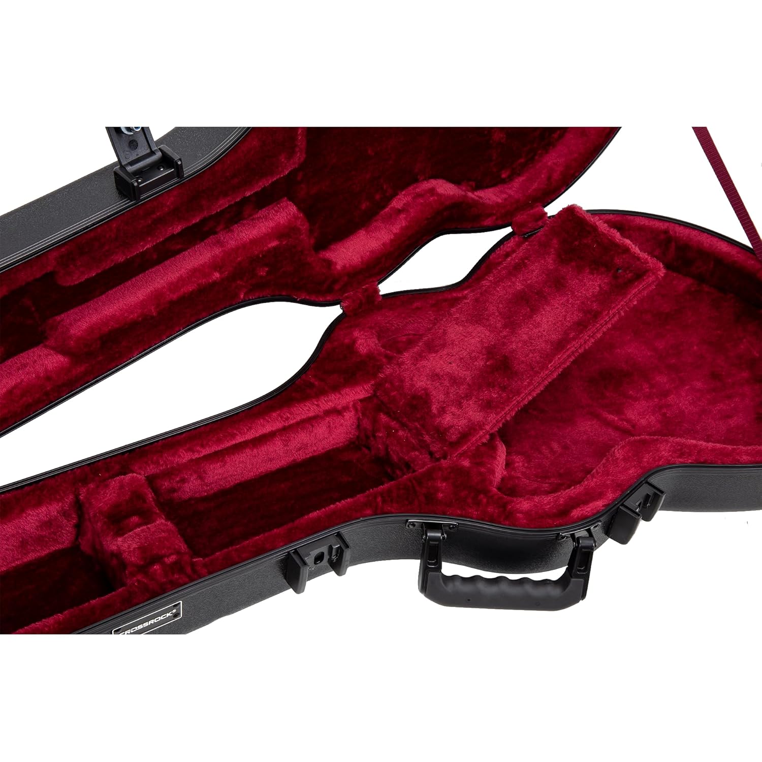 Crossrock ABS Flight Case for 335 Style Semi-Hollow Electric Guitars | Black Scratch-Resistant Shell, TSA Lock, Burgundy Plush Interior – Fits Gibson ES-335, Epiphone Casino