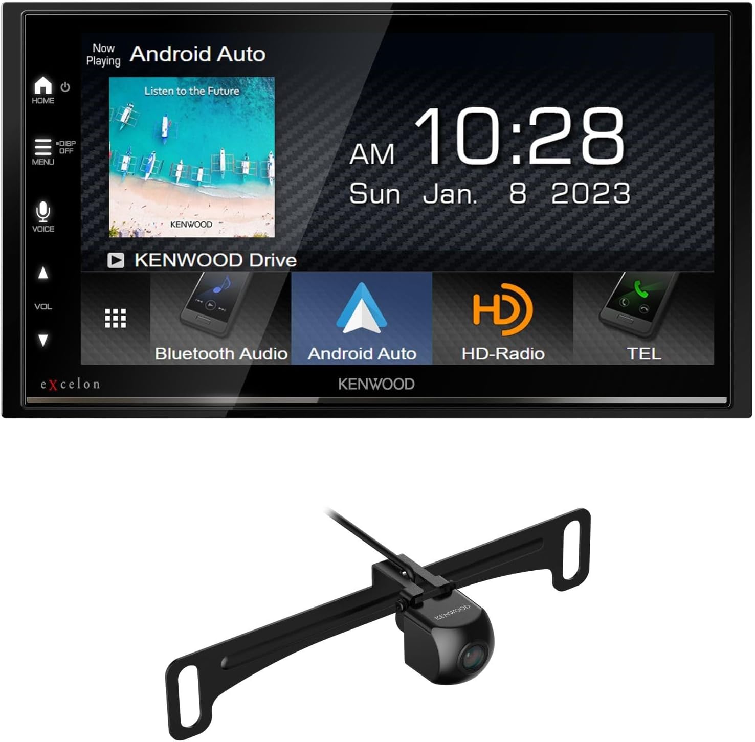 KENWOOD DMX709S eXcelon 6.95-Inch Capacitive Touch Screen, Car Stereo, CarPlay and Android Auto, Bluetooth | Plus KENWOOD CMOS-240U Universal Backup Camera (Renewed)