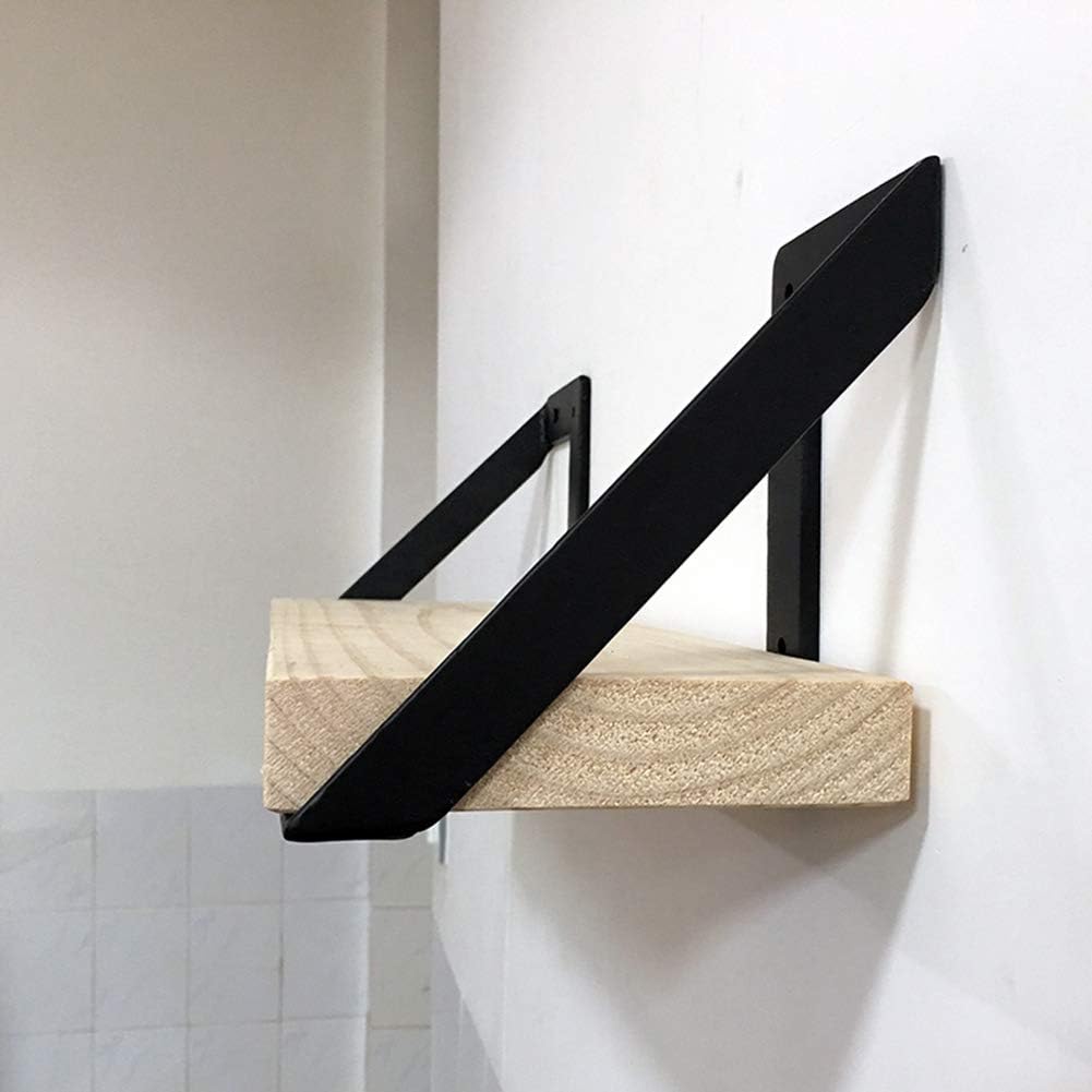 2X Wall Mount Floating Shelf Heavy Duty Thick Triangle Metal Industry Shelf Decorative Corner with Screws Up and Down Installation