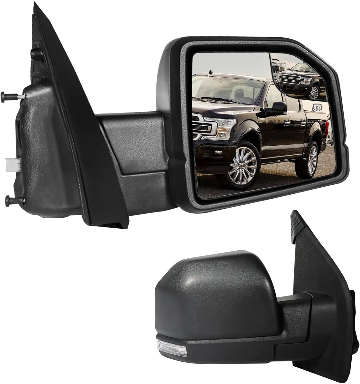 Right Passenger Side Door Mirror Fits 2015-2021 F150 Mirror with Power Adjustable and Heated Glass, LED Turn Signal Light，Manual Folding (6Pins)
