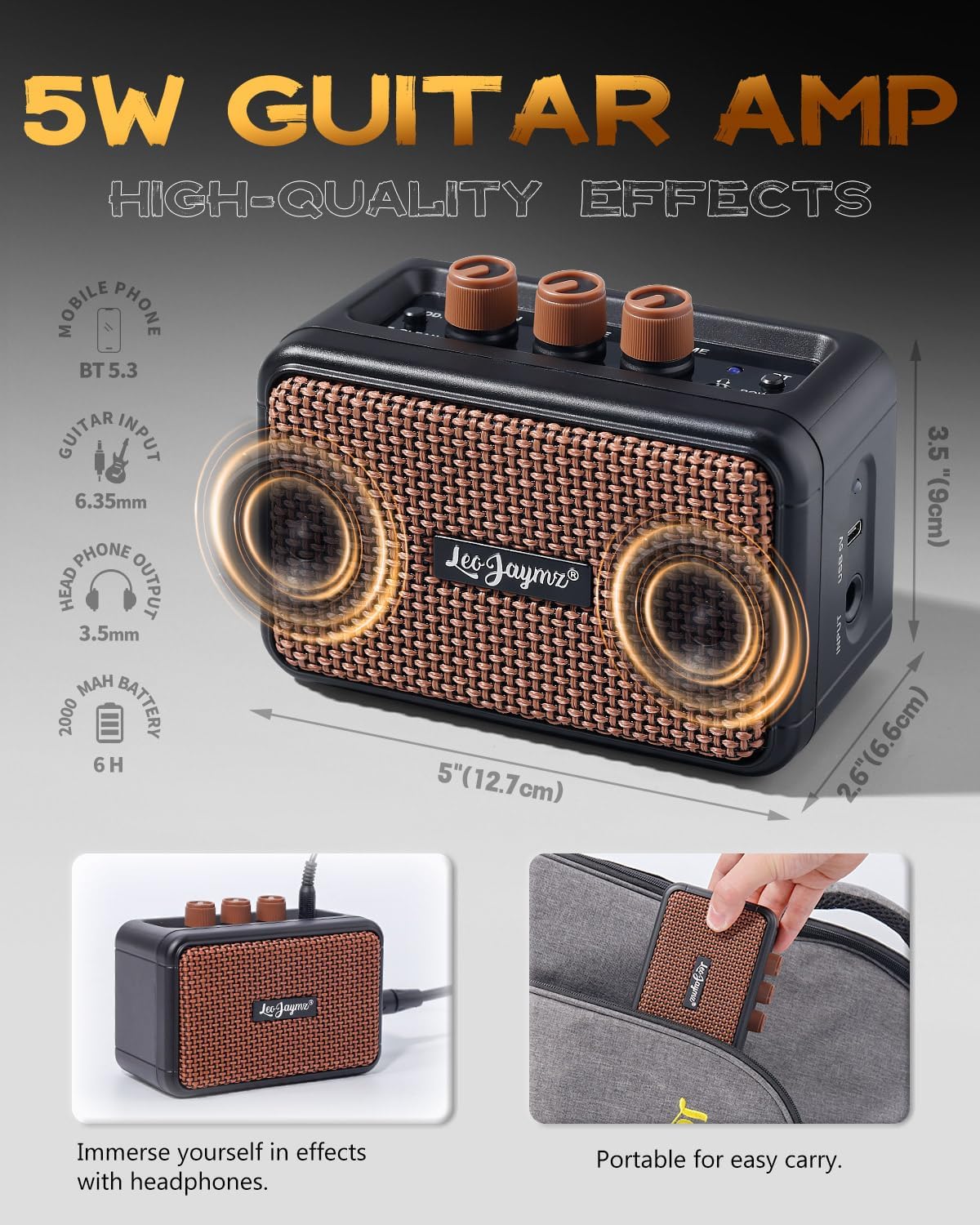 Leo Jaymz 39 Inch Full Size Electric Guitar Kit Electric Guitar Beginner Kits - Portable Amp,Digital Tuner,Gig Bag,Strap,Cable (Vinatage Sunburst)