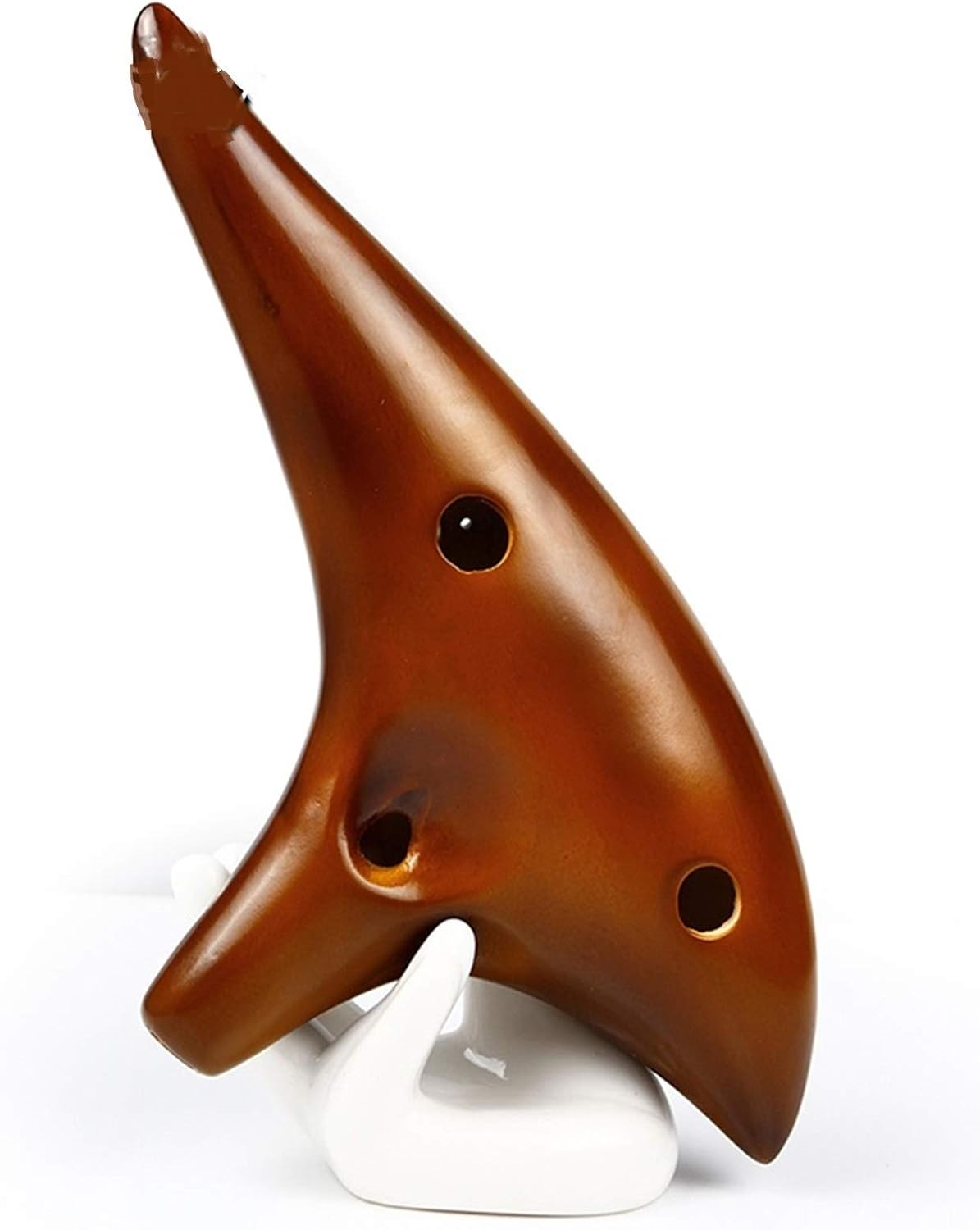 Brown Alto C Key Ocarina 12 Holes Burning Classic Music Instrument Glossy Bright Glaze Ocarina Woodwind Instrument Flute(Ocarina)