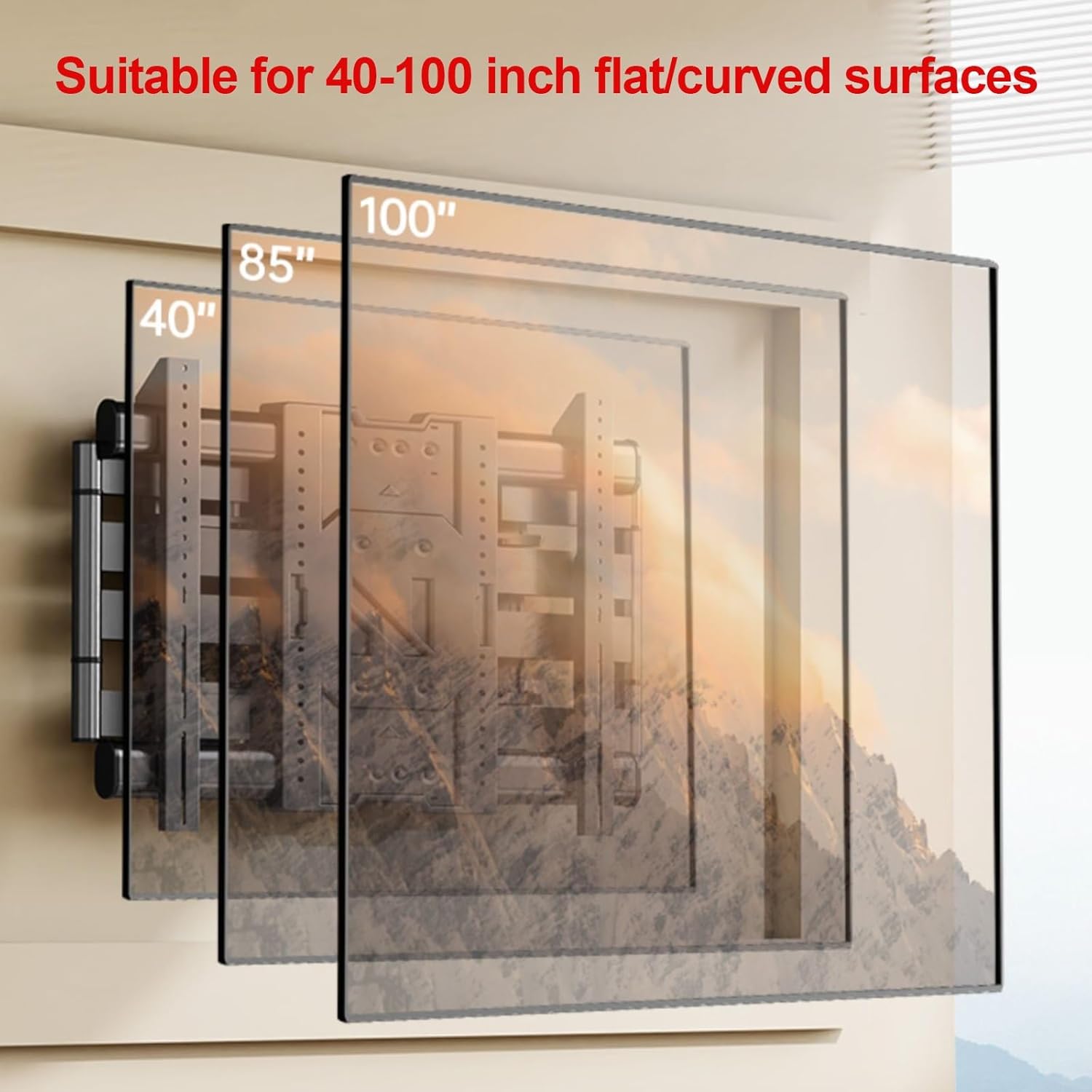 Full Motion TV Wall Mount for 40-100 Inch TVs, TV Wall Mount, Articulating 8 Arms Extension Rotation, Adjustable TV Brackets with Swivel Tilt