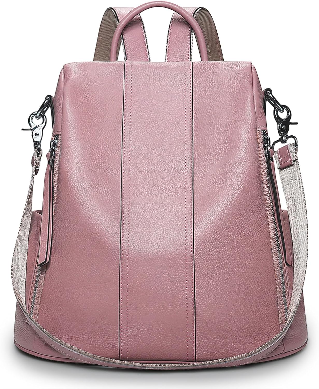 S-ZONE Leather Backpack Purses for Women Antitheft Rucksack Shoulder Bag Medium