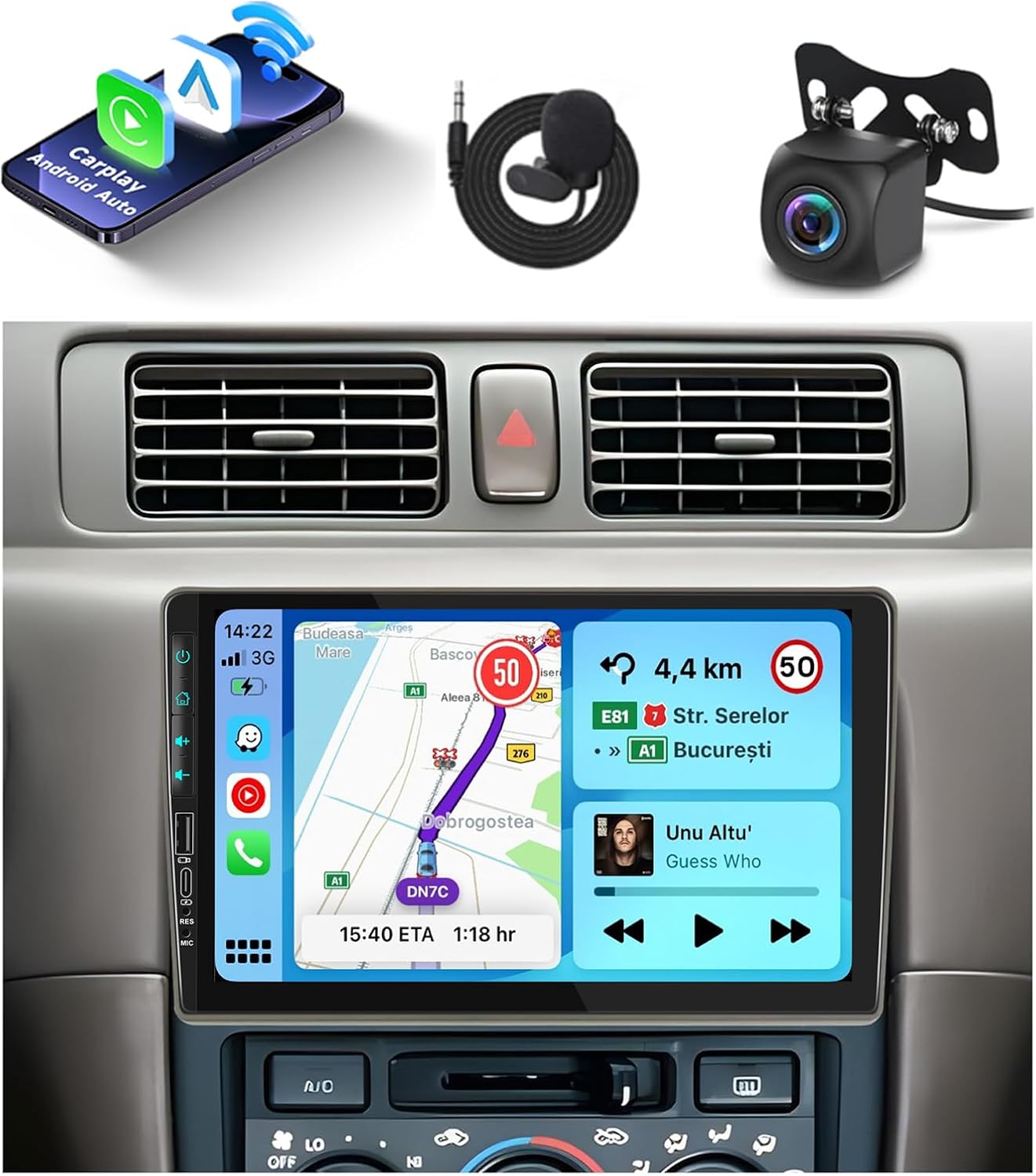 【Type-C&USB】 2G 64G Radio for Toyota Camry 1997-2003 Car Stereo with Wireless Carplay Android Auto,9inch 1080P HD IPS Touch Screen,Bluetooth,GPS 16EQ 28UIs WiFi SWC MirrorLink AHD Backup Camera