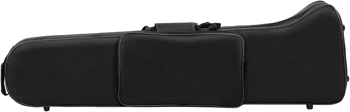 B Flat Tenor Slide Trombone, B Flat Brass Plated Trombone w/Carrying Case, White Gloves, Wipe Cloth, Mouthpiece for Standard Student Beginner Instrument, Portable