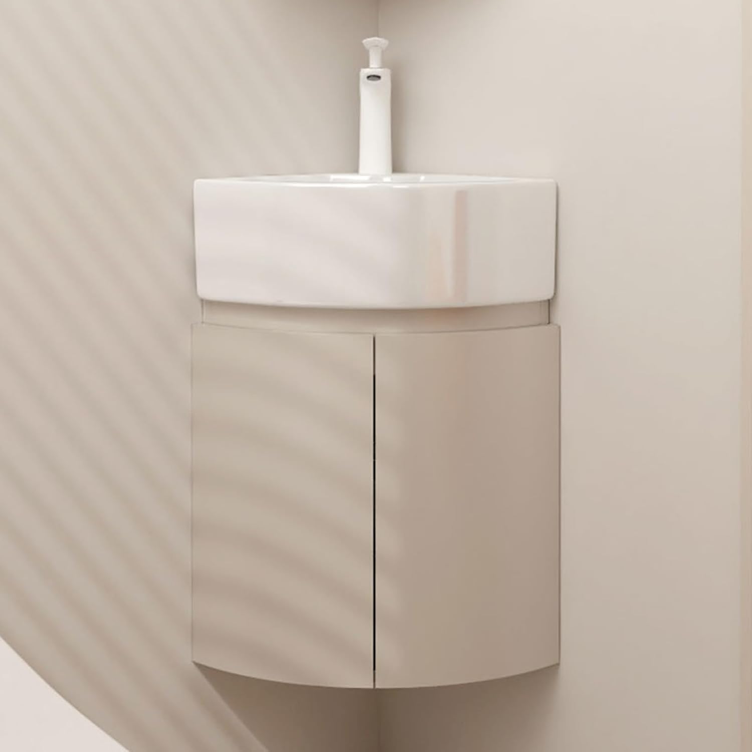 Corner Wall Mount Bathroom Sink, Bathroom Corner Hand Basin Sink, Corner Bathroom Vanity, Bathroom Sink Cabinets with Storage Container, Space Aluminum Material(42cm/16.5in)