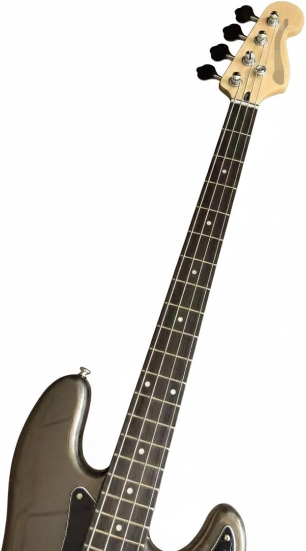 4 String Electric Bass Passive PJ Pickup Configuration Solid Poplar Wood Body Smooth Playability(Metallic Charcoal)