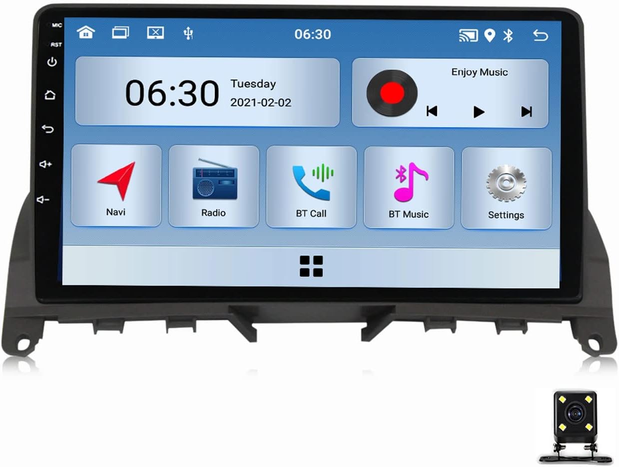 Double DIN Car Stereo 9 Inch Radio Touch Screen Car Audio Receiver for Benz C Class 3 W204 S204 2006~2011 Support Carplay/Auto/Mirror Link, Bluetooth Hands Free Calling/USB Music