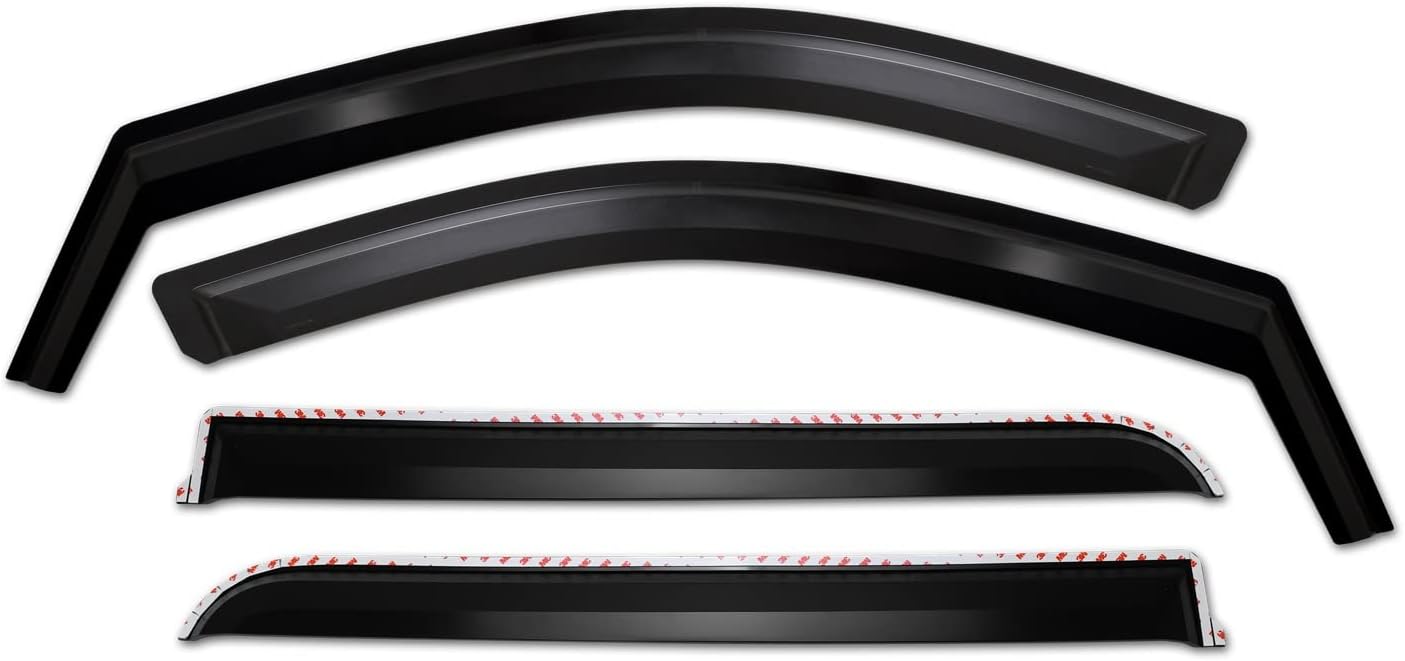 Putco Element Matte Black Window Deflectors - Fits Chevy Silverado/GMC Sierra 2019-2025 Double Cab - in Channel Installation - Front & Rear Set