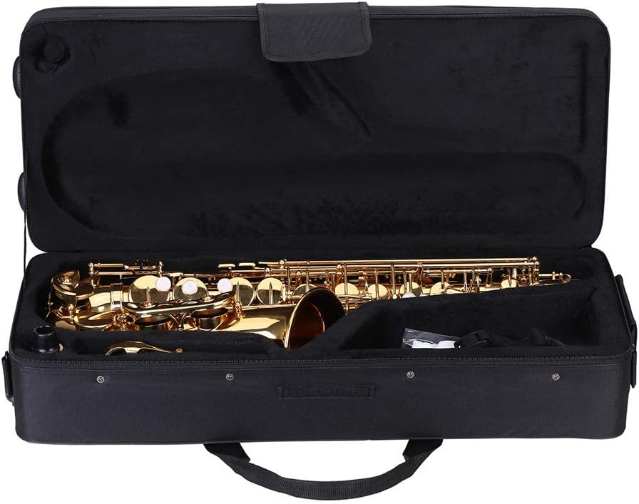Alto Saxophone Brass Gold Plated And Flat Sax 802 Key Type Instrument Of Woodwind With Cleaning Brush Cloth Gloves Cork Grease Strap Padded Case