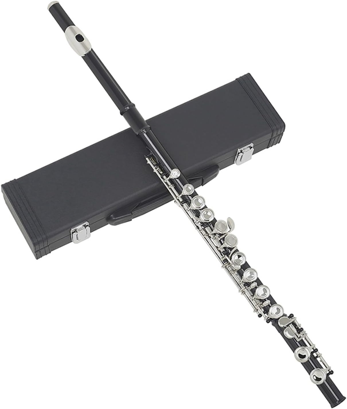 Flute Black 16 Holes Flute Woodwind Instrument Closed Key Add The E Key C Tone Nickel Plated Flute with Case Flutes Musical Instruments