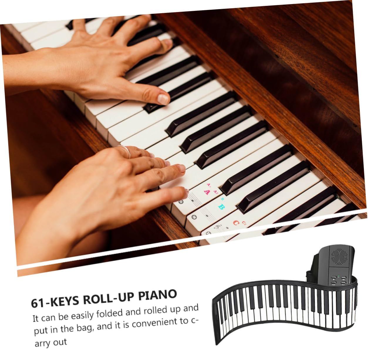 Portable Key Roll-up Piano Silicone Folding Electronic Keyboard for Beginners Travel-friendly Music Instrument for Boys and Girls and Adults High-fidelity Sound Stereo Speakers