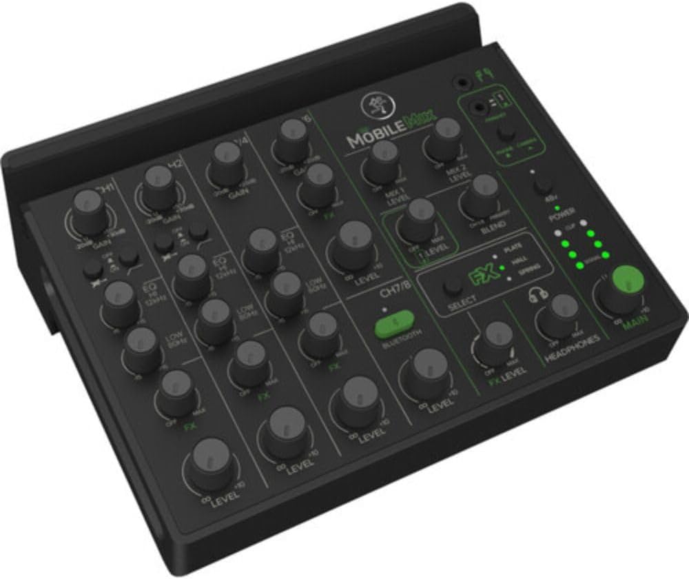 Mackie MobileMix 8-Channel Live Sound and Streaming Mixer Bundle with Polsen HPC-A30 Closed-Back Studio Monitor Headphones and 2x XLR- XLR Cable