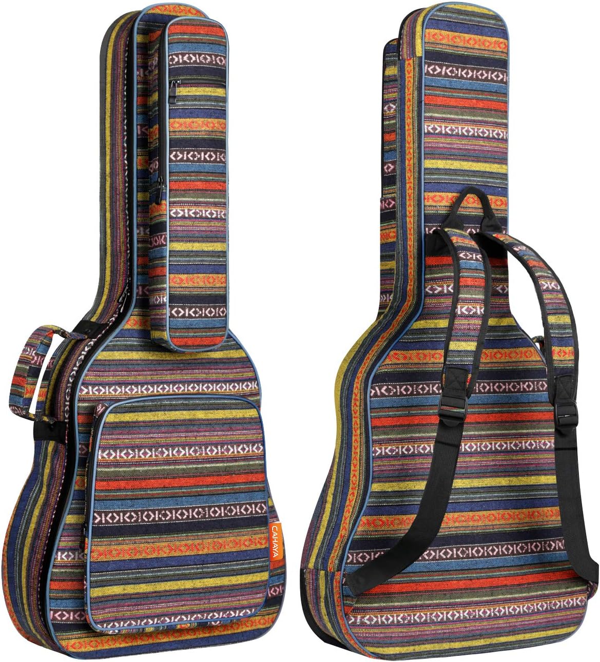CAHAYA Acoustic Guitar Bag with Neck Cradle Bohemian Vintage Guitar Case 0.65in Thick Sponge Padded Guitar Case for 40 41 42 In Acoustic Classical Guitars CY0186