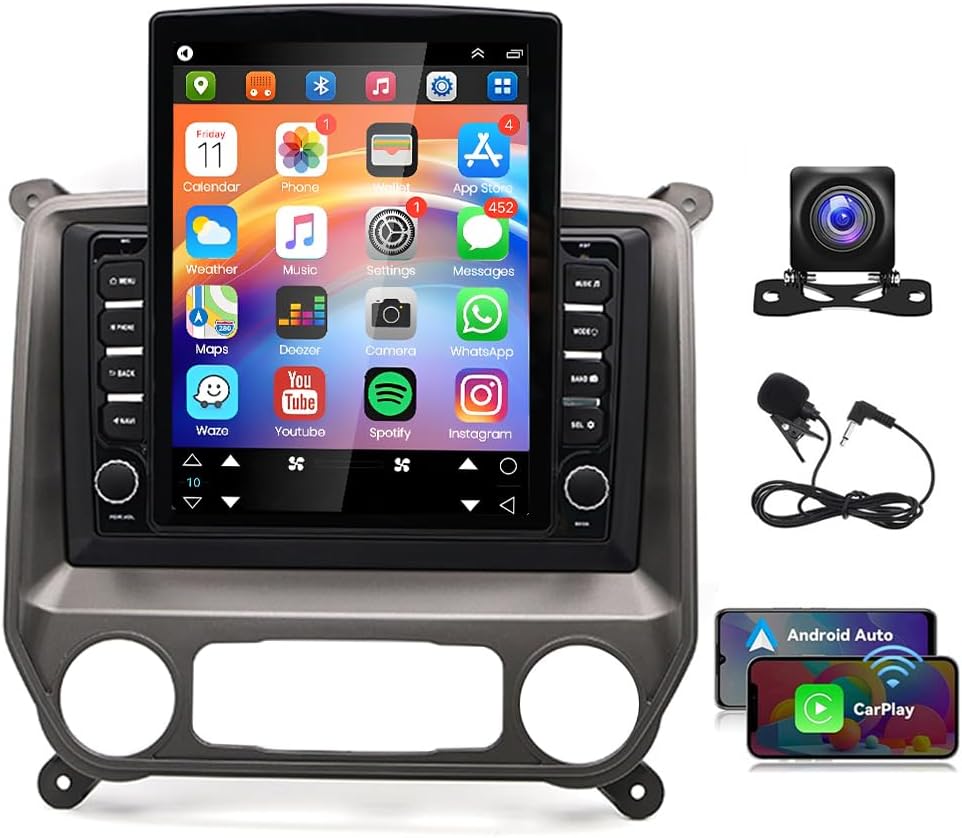 Android 14 Car Stereo Radio fit for 2014-2018 Chevy Silverado GMC Sierra 9.7 Touch Screen Car Radio Multimedia Player with Wireless Carplay & Android Auto WiFi Bluetooth GPS Backup Camera,[2GB+32GB]