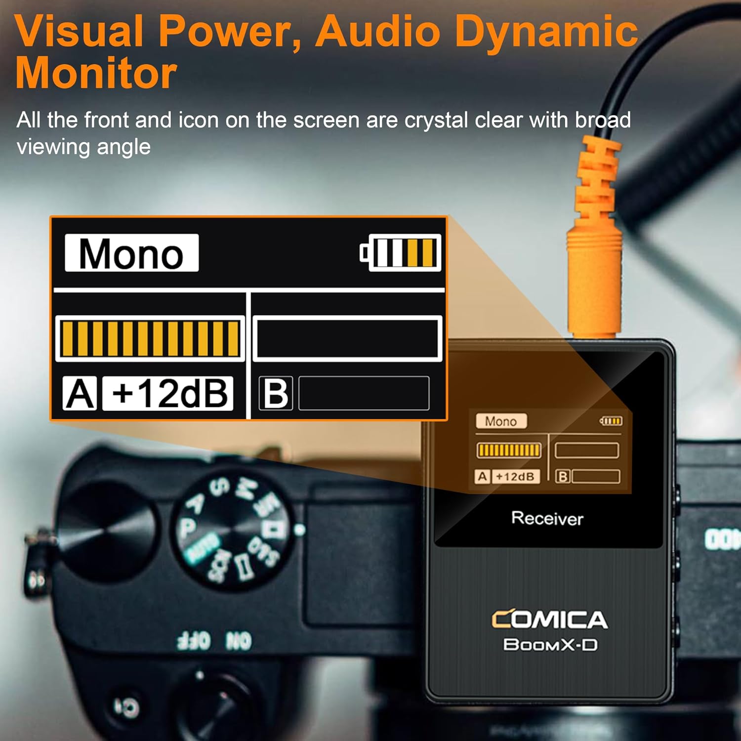 Comica BoomX-D2 - Wireless Microphone System for Cameras, Camcorders, Smartphones, Laptops, Compact Wireless Lavalier Lapel Microphone with Safety Audio Track, Noise Reduction, 328' Range, Low Latency