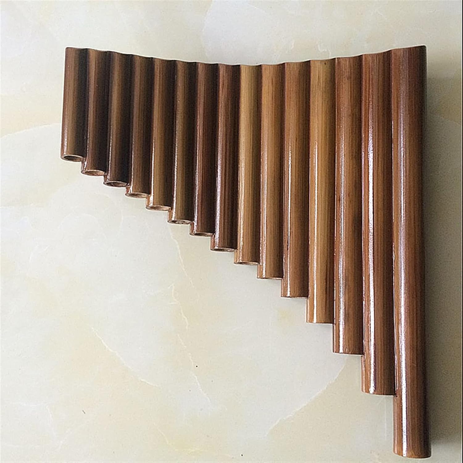 KESHUO Handmade Bamboo Panflute 15 Pipes Right/Left Hand Woodwind Instrument G Key Instruments Panpipes (Color : Left Hand)
