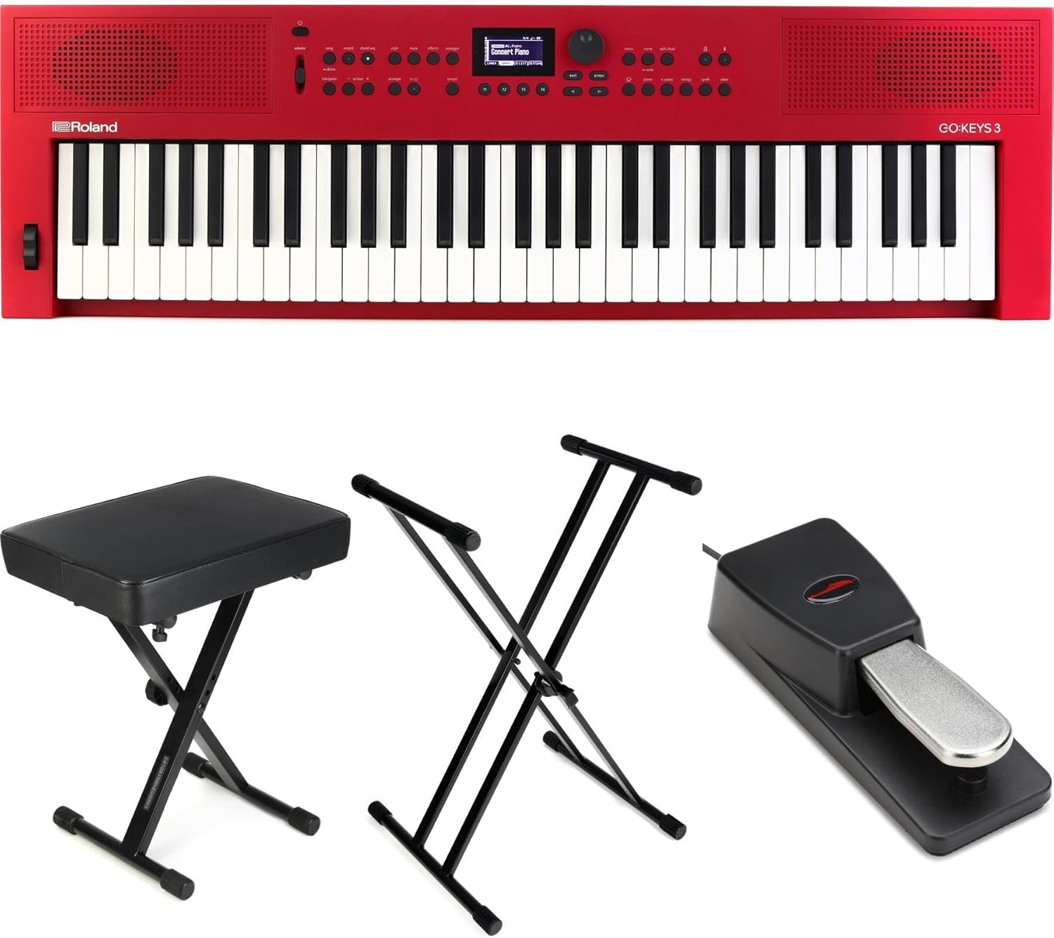 Roland GO:KEYS 3 Keyboard Essentials Bundle - Red