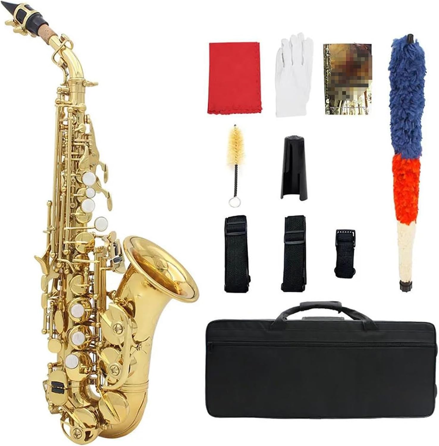 Treble Saxophone Brass Golden Carve Pattern Sax Buttons Mouthpiece Reeds Neck Wind Instrument Accessories (Color : Gold Silver)