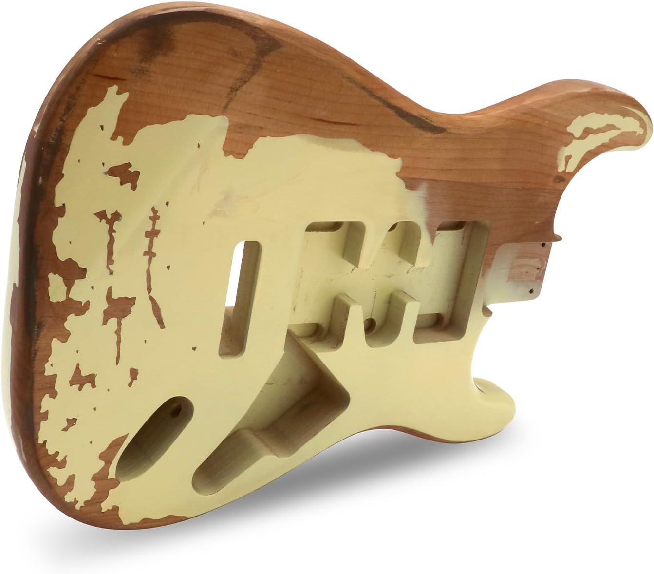 Sunsmile Relic Electric Guitar Body ST Style Nitro Alder DIY Guitar Body H-S-H Route Relic Cream Yellow.