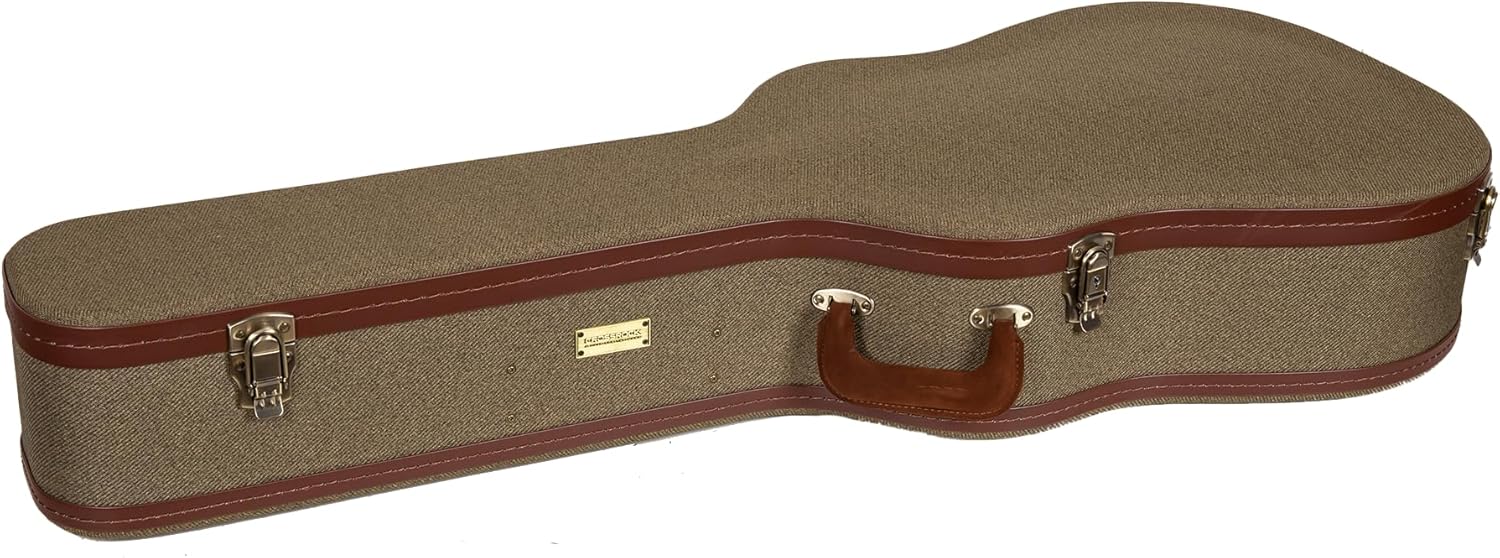 Crossrock Master Series Dreadnought Acoustic Guitar Case for Gibson J-45 / Martin D-Style | Olive Green Eco Tweed Fabric, Re-Engineered Shell, Leather Handle & Forest Green Velvet Interior(CRW720DOG)