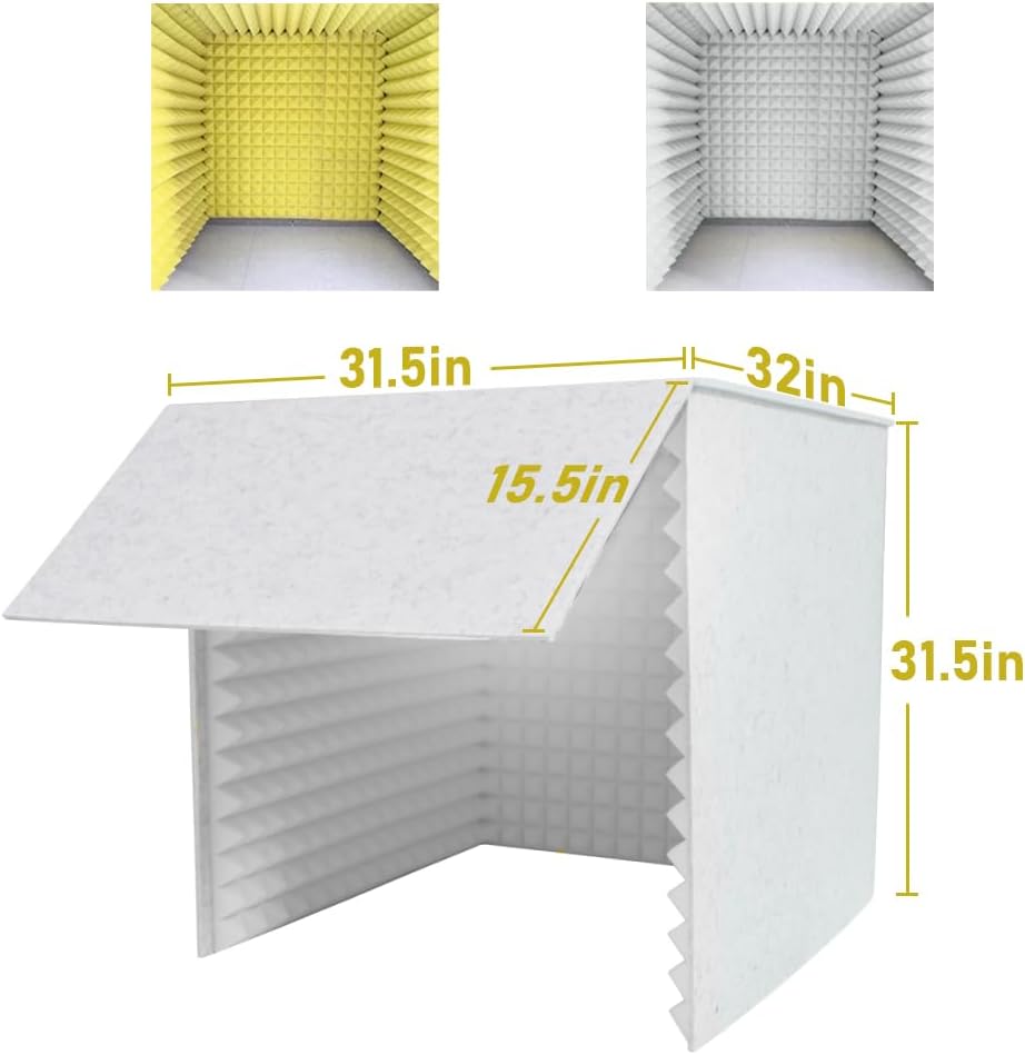 Foldable Recording Booth with High-Density Foam, Small Music Recording Studio for Home Studio, Recording Shield, Soundproof for Recording, Working, Live Streamer, Podcasting (Grey)