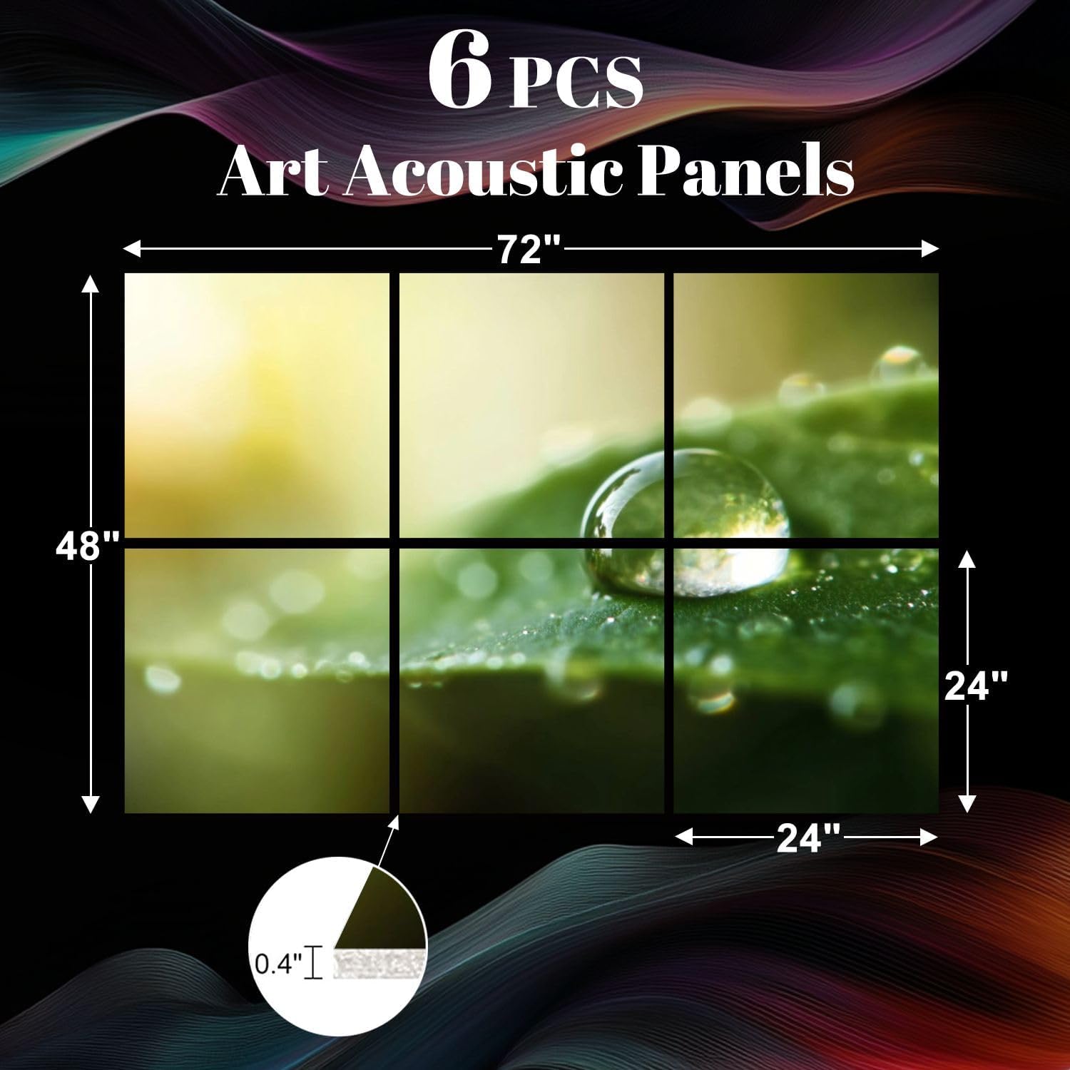 6 Pack Art Acoustic Panels Water Drop Nature Environmental Issues Sustainable Resources Sound Absorbing Panel 48