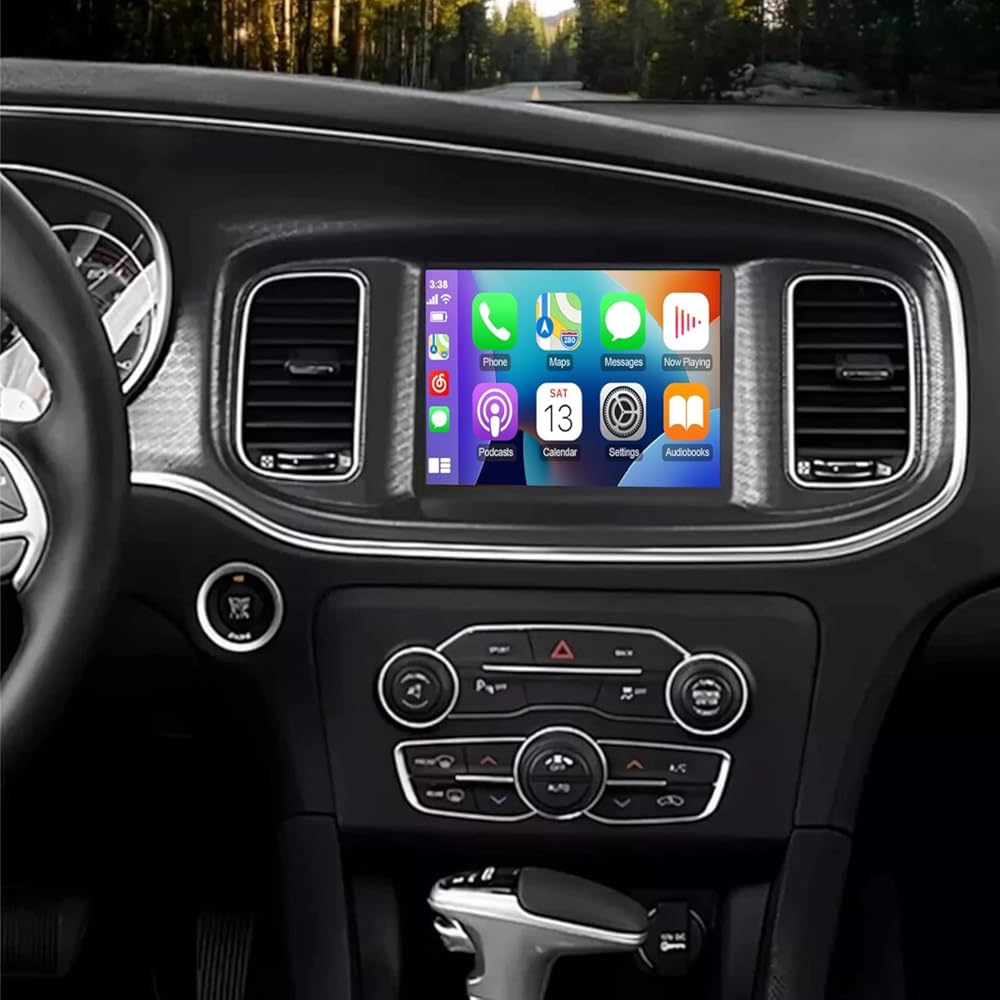 PHEZEN 8.4 inch Car Stereo Fit for Dodge Challenger 2015-2023, Android 14 Double Din Car Radio with Carplay & Android Auto GPS Navigation BT Mirror Link WiFi Backup Camera 2+32G