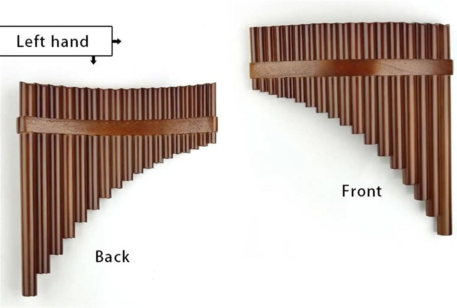 18 Pipes Brown Colour Pan Flute F Key Folk Musical Instruments Pan Woodwind Instrument Handmade Pan Pipes (Color : Left hand)
