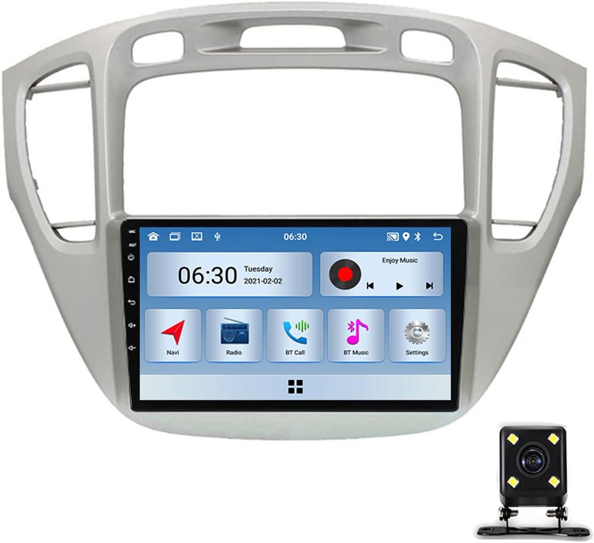 Double Din Car Stereo with Backup Camera, Bluetooth, Mirror Link, FM/AM Car Audio Receiver, GPS Navigation 9 Inch Touchscreen Multimedia Radio for Toyota Highlander 2000~2007