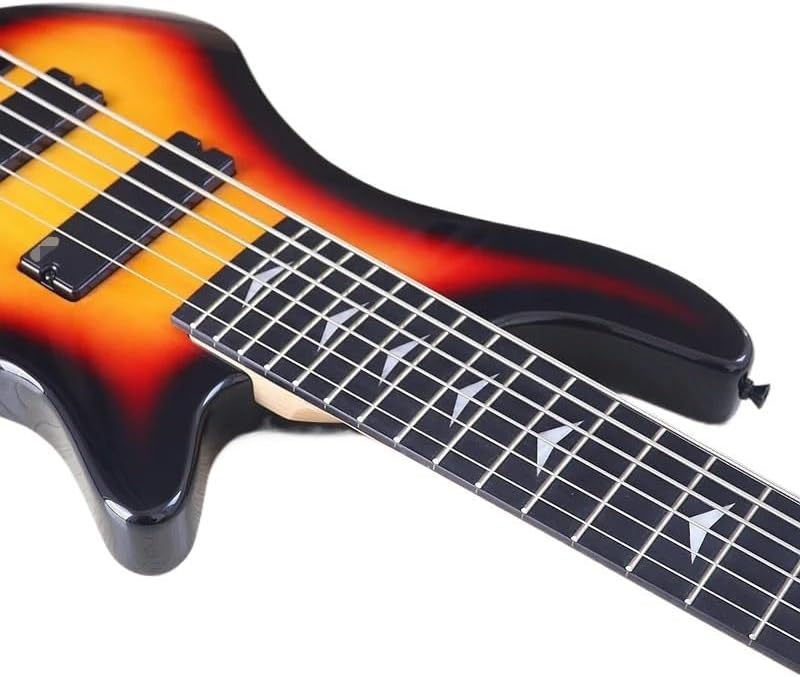 6-String Electric Bass Guitar, 43-Inch Full Size, Sunburst High Gloss Finish, Solid Basswood Body, Canada Maple Neck