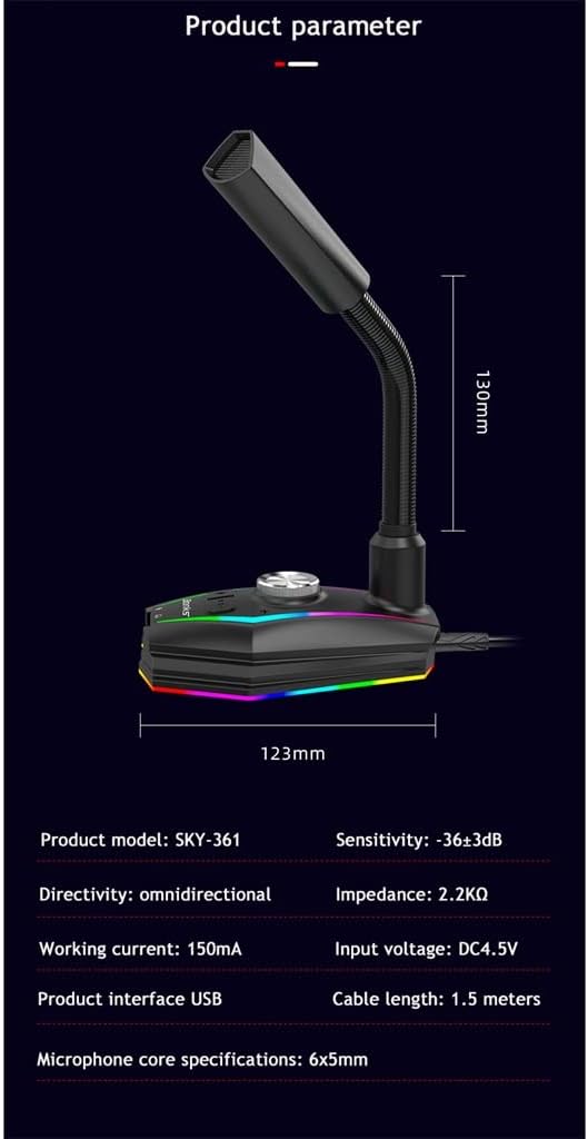 Desktop Gooseneck USB Microphone Game with Voice Changer Condenser Microphone Suitable for Computer Studio Recording