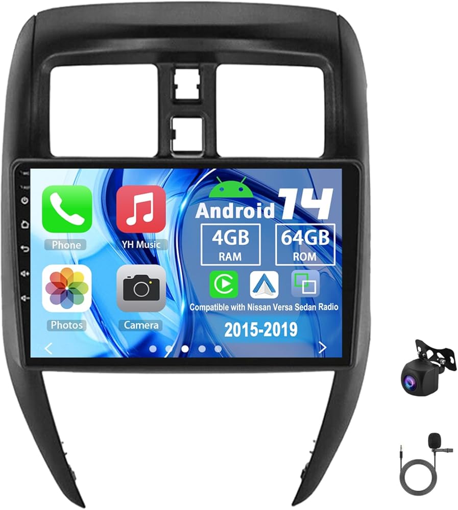 Android 14 Double Din Car Radio Compatible with Nissan Versa Sedan Radio 2015-2019, 4G+64G 10