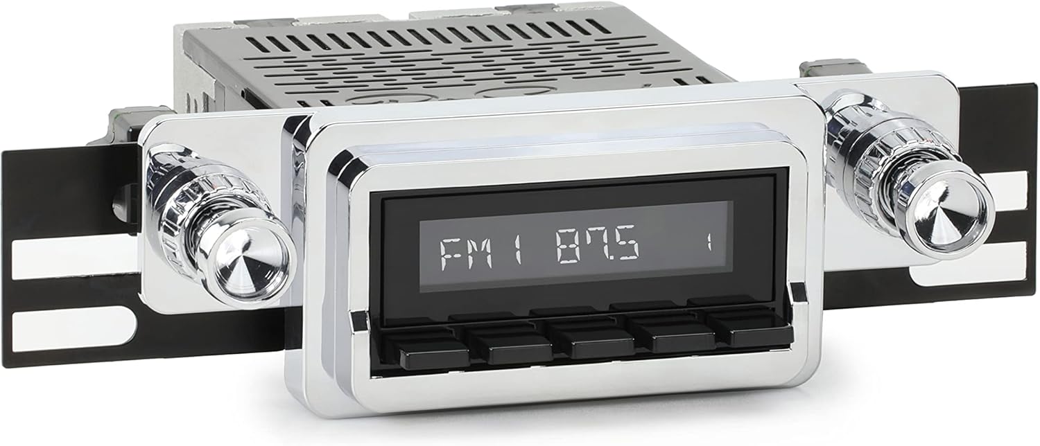 RetroSound HB-125-04-74 Hermosa Direct-fit Radio for Classic Vehicles (Black Face & Buttons and Chrome Bezel)