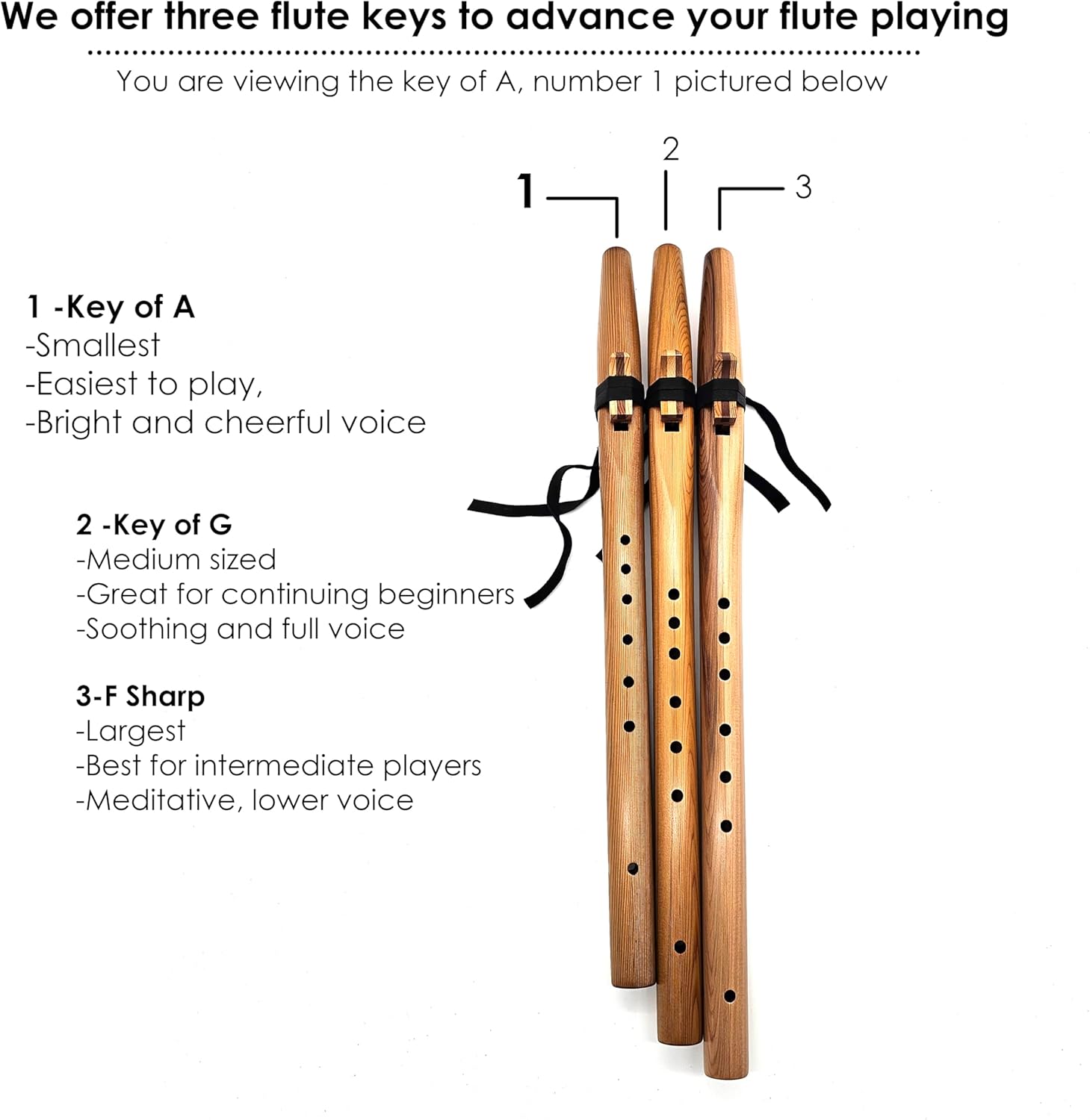 Beginner Native American Style A Flute Package for Small Hands with Book (Bag Not Included) by Stellar Flutes