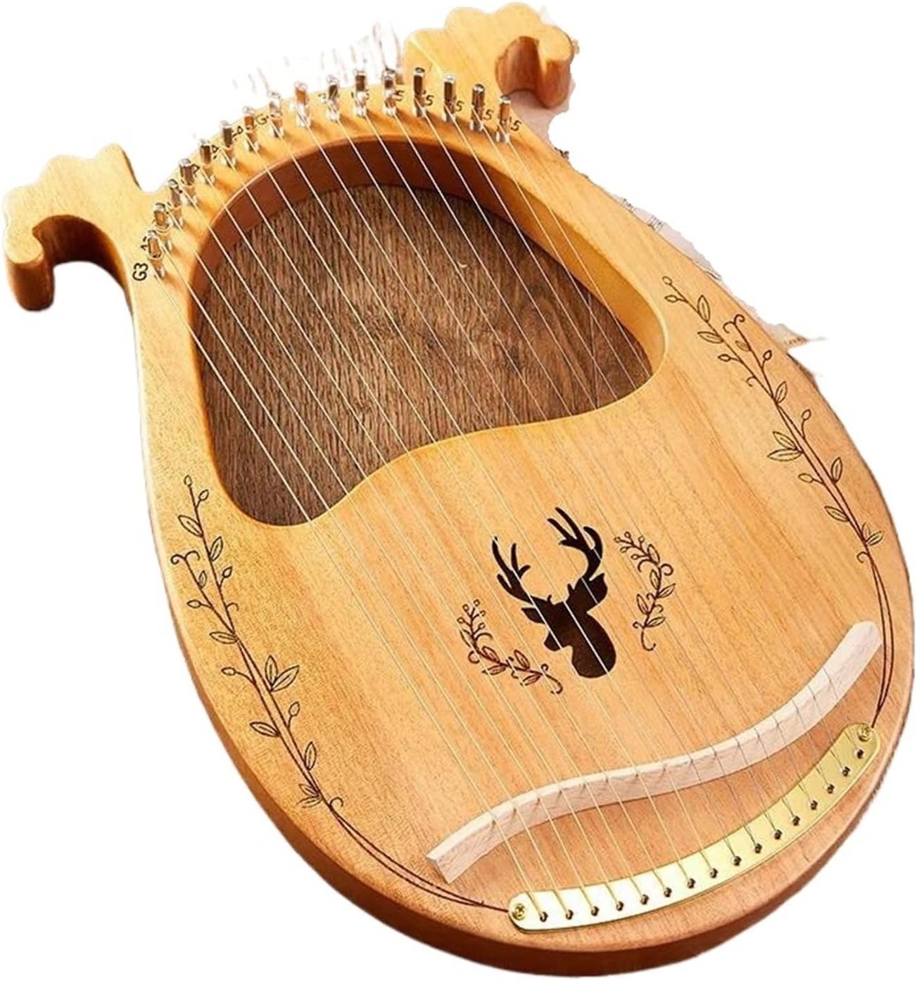 Lyre Harp Set 16 Strings Lyre Harp Mahogany Wood Harp Piano Stringed Musical Instrument With Tuning Wrench Spare Strings(16 Wood)