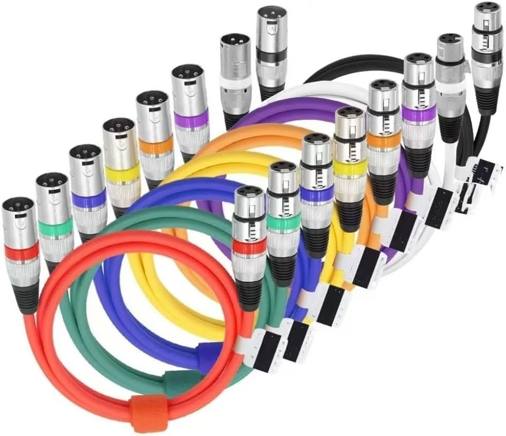 3 Pin XLR Cable Male to Female M/F Audio Cable Foil + Braided Shield for Microphone Mixer Amplifier Stage Light 8-Pack(2m)