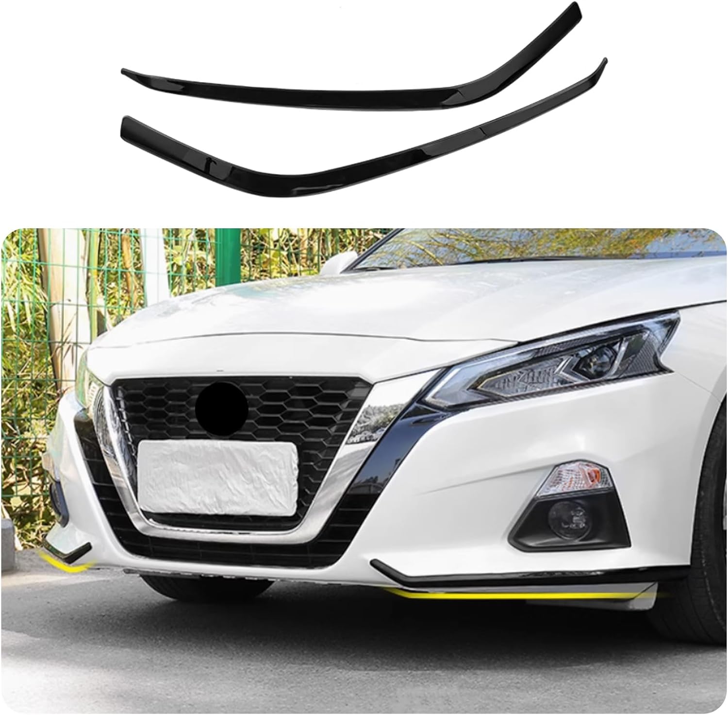 Car Accessories Fit for Nissan Altima 2019 2020 2021 2022 Front Bumper Corner Protection Cover Trims (Black) 2PCS Stainless Steel