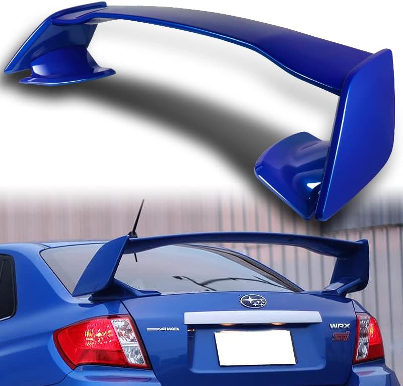 HYPERSPEED Trunk Spoiler Wing Lip Rear Tail Lid kit ABS STI-Style Fit for Subaru Impreza WRX 2008 2009 2010 2011 2012 2013 2014, Car Mods Exterior Accessories Replacement Part Assembly (Painted Blue)