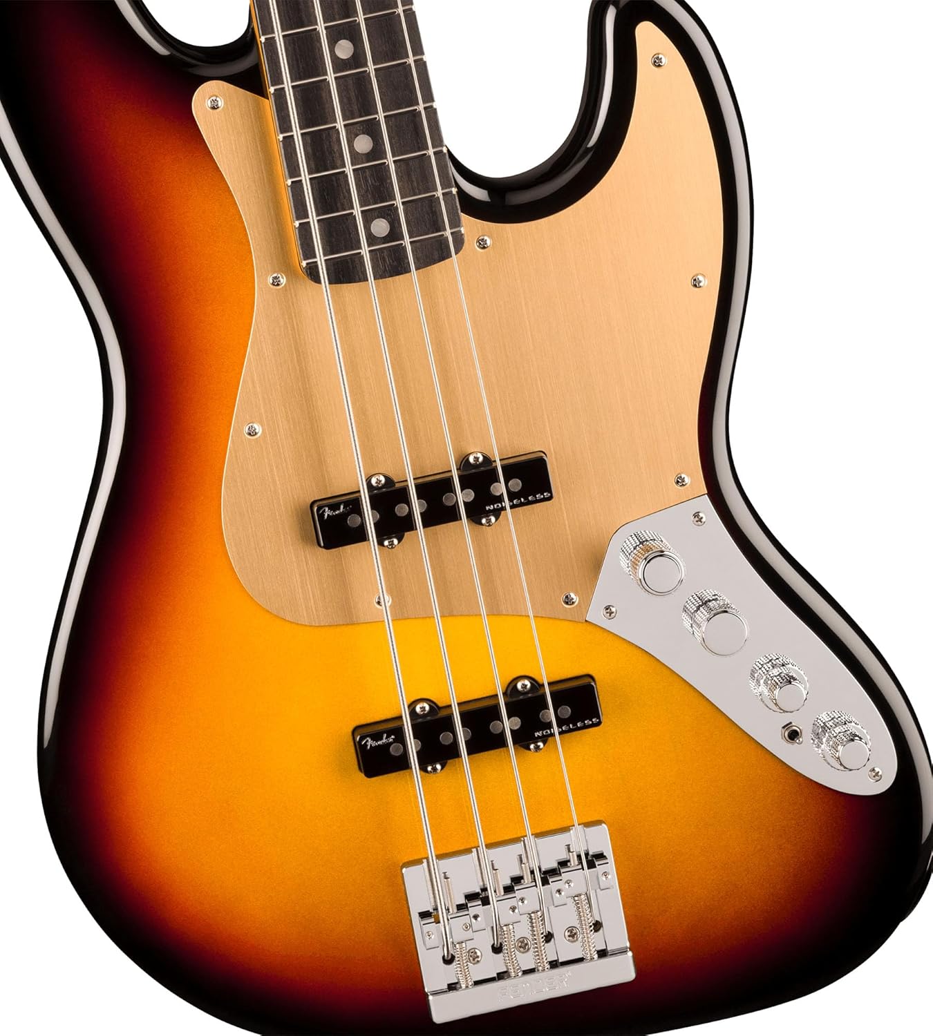 Fender American Ultra II Jazz Bass - Ultraburst Bundle with Case, Strap, Cable, Hat, and Guitar Cleaning Kit