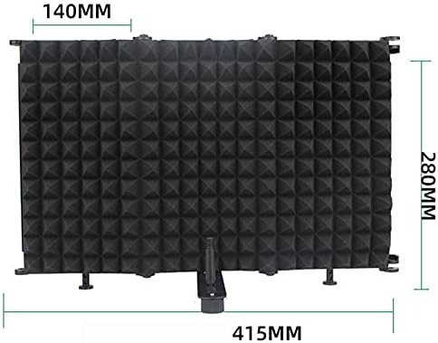 Microphone Isolation Shield 3-Panel Wind Screen Filter Foldable with Metal Disc Holder for Recording Studio Singing