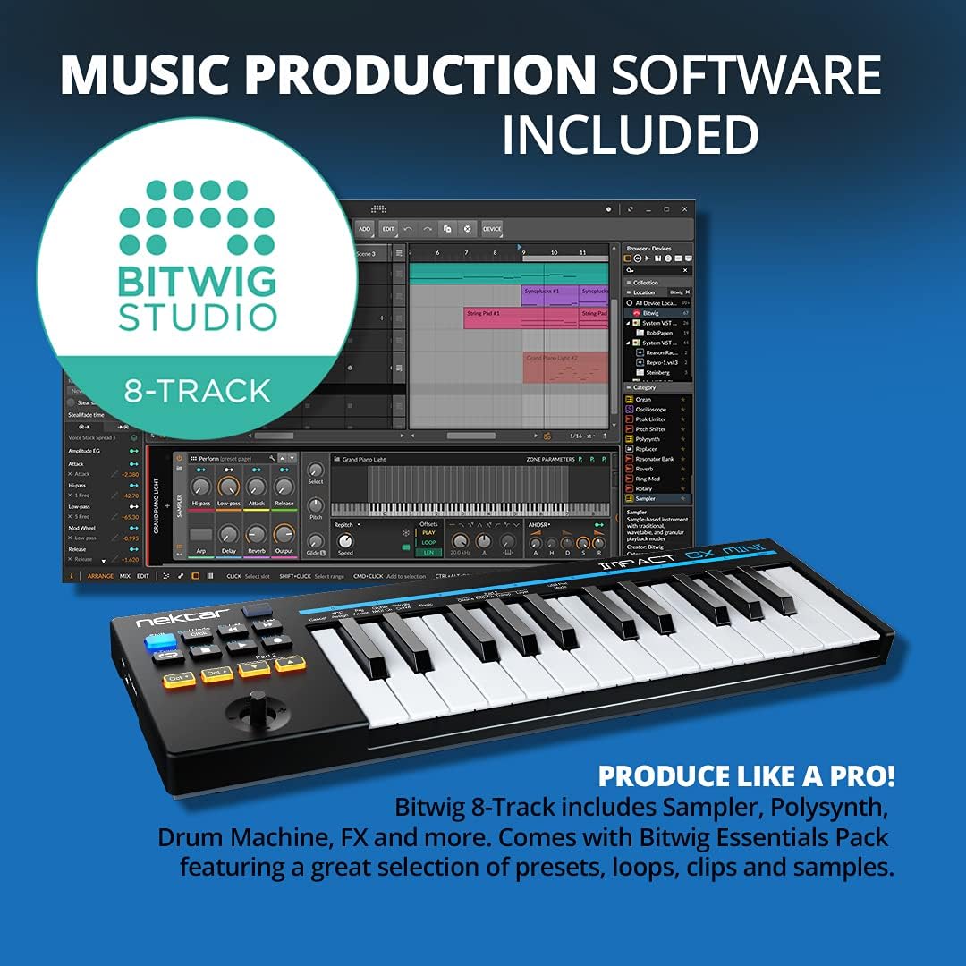 Nektar Impact GX Mini USB MIDI Controller, 25-Key