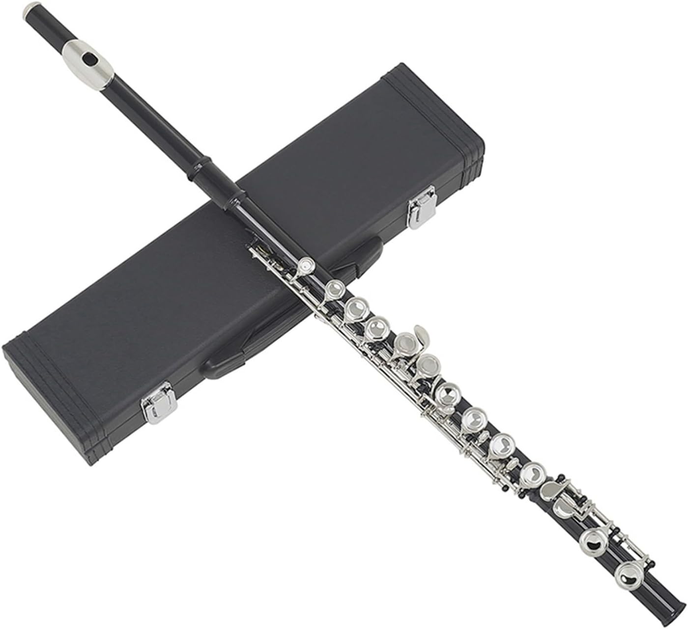 Flute Black 16-Hole Flute Woodwind Closed Key Plus E Key C Nickel-Plated Flute with Music Box Flutes Musical Instruments