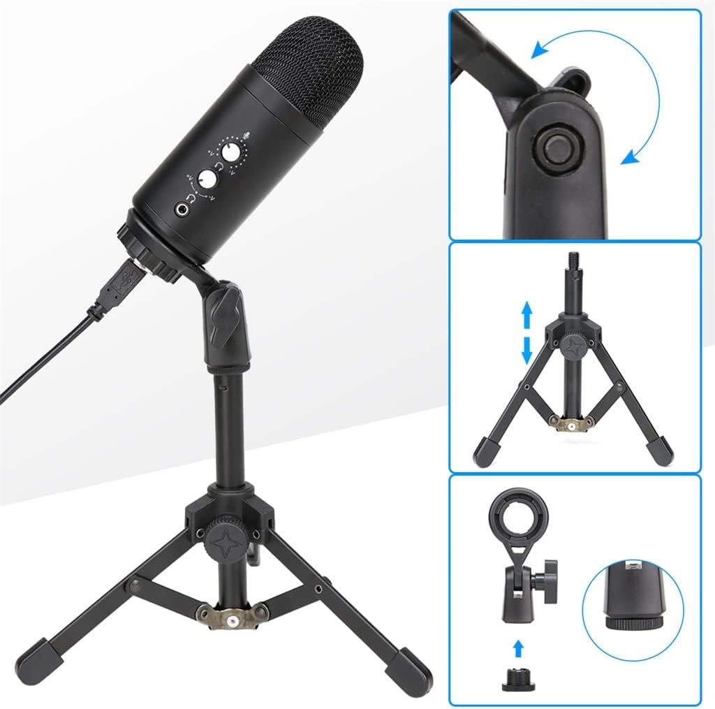 Professional Streaming Studio Condenser Microphone Game USB Microphone, Computer Singing Microphone with Stand (Color : D, Size